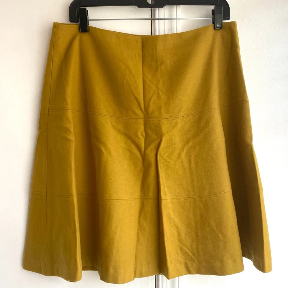 Boden Womens Kelly mustard A-Line Skater Skirt Sz 10 Wool Blend Lined Career